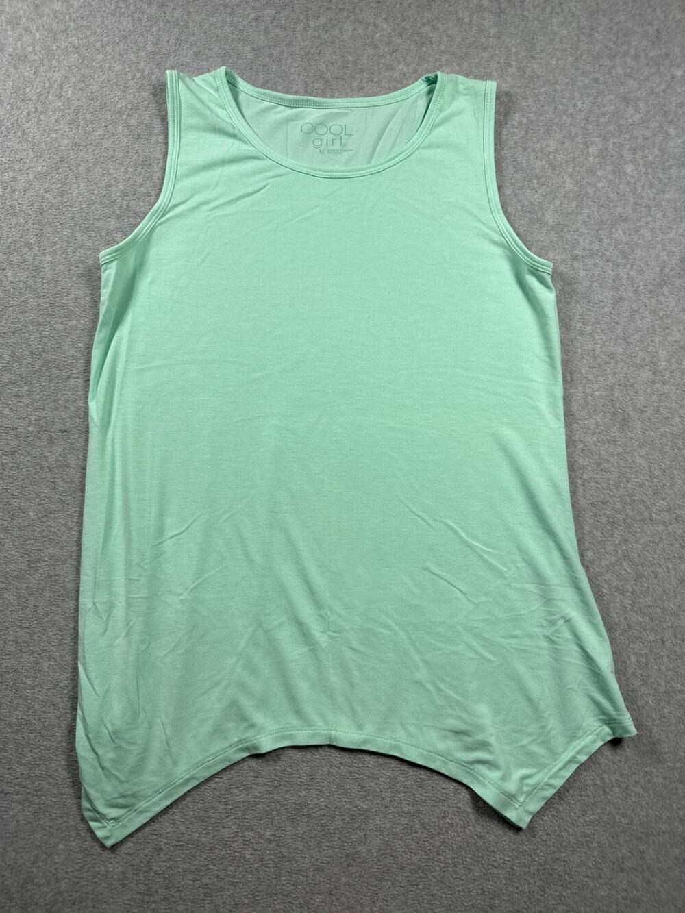 MUK LUKS Tank Top Women's Medium Green Sleepwear Asymmetrical Hem Round Neck